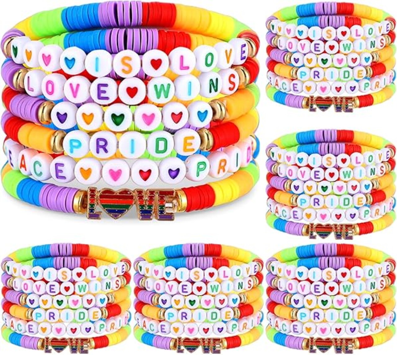 36 Pcs Rainbow Pride Bracelets for Women Men Lgbt Bracelets Bulk Gay Love Heart Accessories Lgbtq Support Rubber Wristbands for Pride Day Month Parades Party Favor Gifts